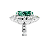 White gold Oval Cut Cut Diamond Floral Halo Pave Band with Prong Setting_5