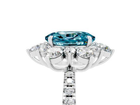 White gold Oval Cut Cut Diamond Floral Halo Pave Band with Prong Setting_5