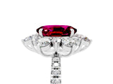 White gold Oval Cut Cut Diamond Floral Halo Pave Band with Prong Setting_5