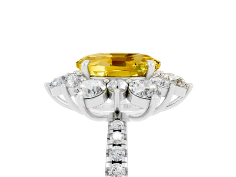 White gold Oval Cut Cut Diamond Floral Halo Pave Band with Prong Setting_5