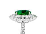 White gold Oval Cut Cut Diamond Floral Halo Pave Band with Prong Setting_5