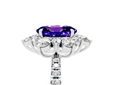 White gold Oval Cut Cut Diamond Floral Halo Pave Band with Prong Setting_5