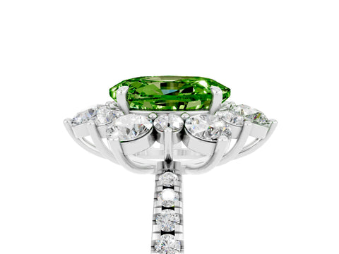 White gold Oval Cut Cut Diamond Floral Halo Pave Band with Prong Setting_5