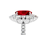 White gold Oval Cut Cut Diamond Floral Halo Pave Band with Prong Setting_5