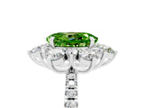 White gold Oval Cut Cut Diamond Floral Halo Pave Band with Prong Setting_5