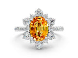 White gold Oval Cut Cut Diamond Floral Halo Pave Band with Prong Setting