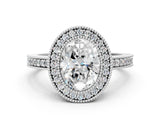 White gold Oval Cut-Cut Diamond Halo Engagement Ring with Pave Band and Prong Setting_134