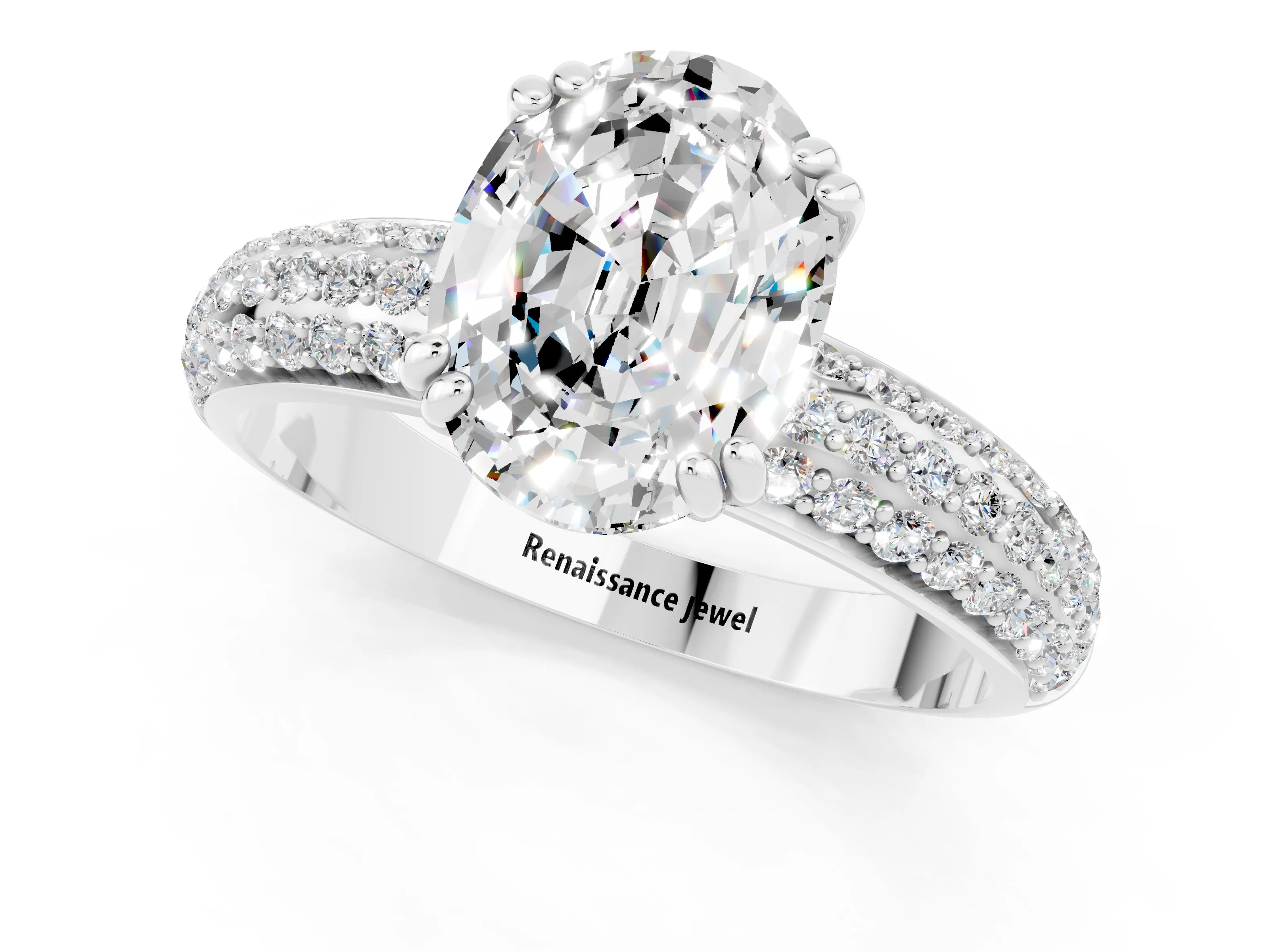 White gold Oval Cut Cut Diamond Milgrain Marquise Band with Prong Setting_1