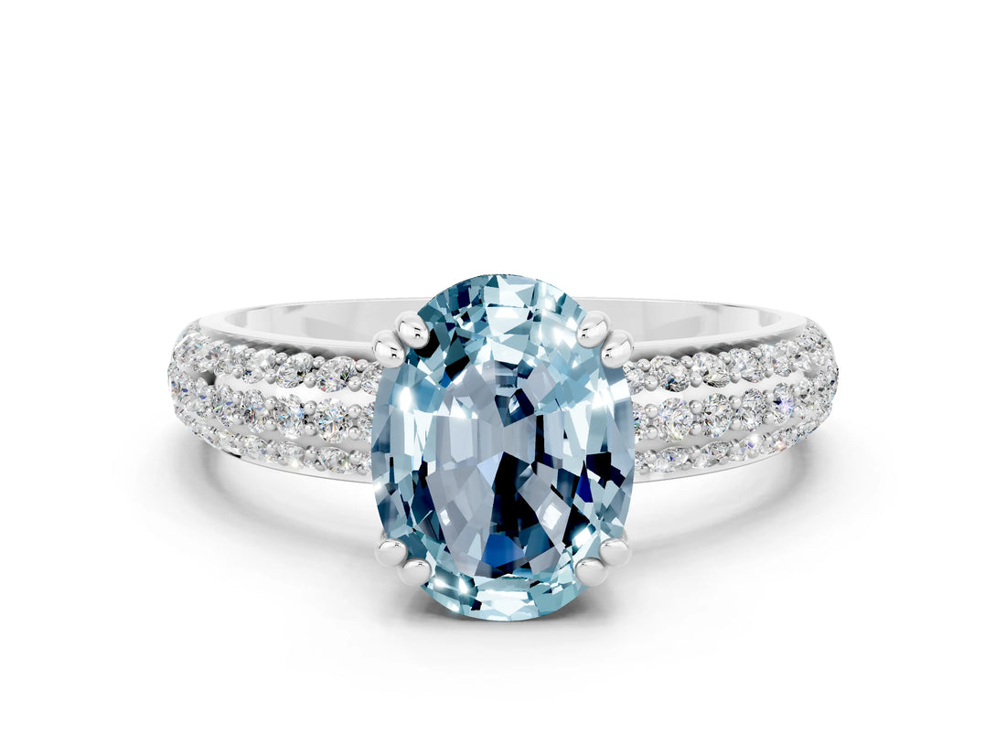 White gold Oval Cut Cut Diamond Milgrain Marquise Band with Prong Setting