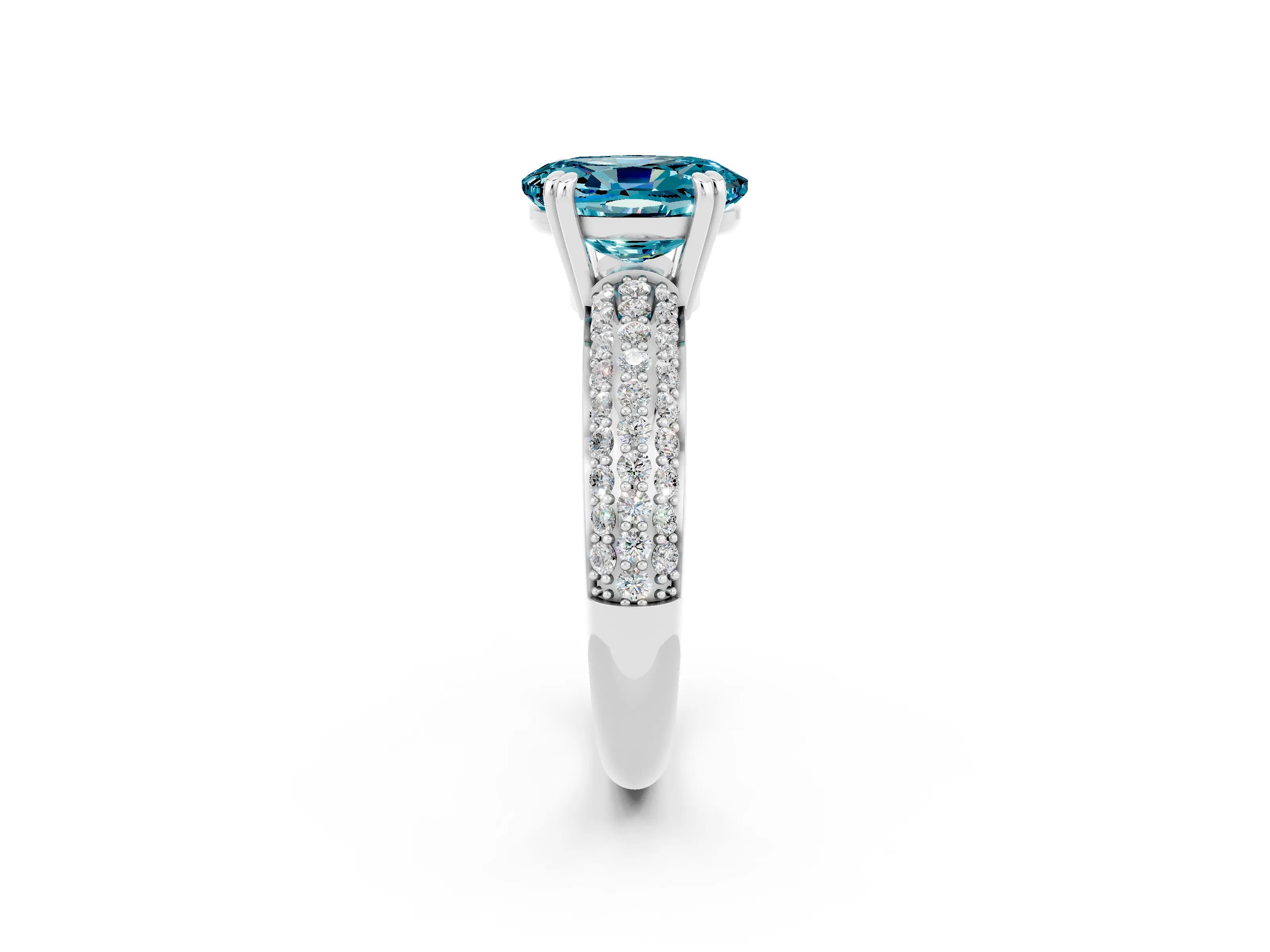 White gold Oval Cut Cut Diamond Milgrain Marquise Band with Prong Setting_2