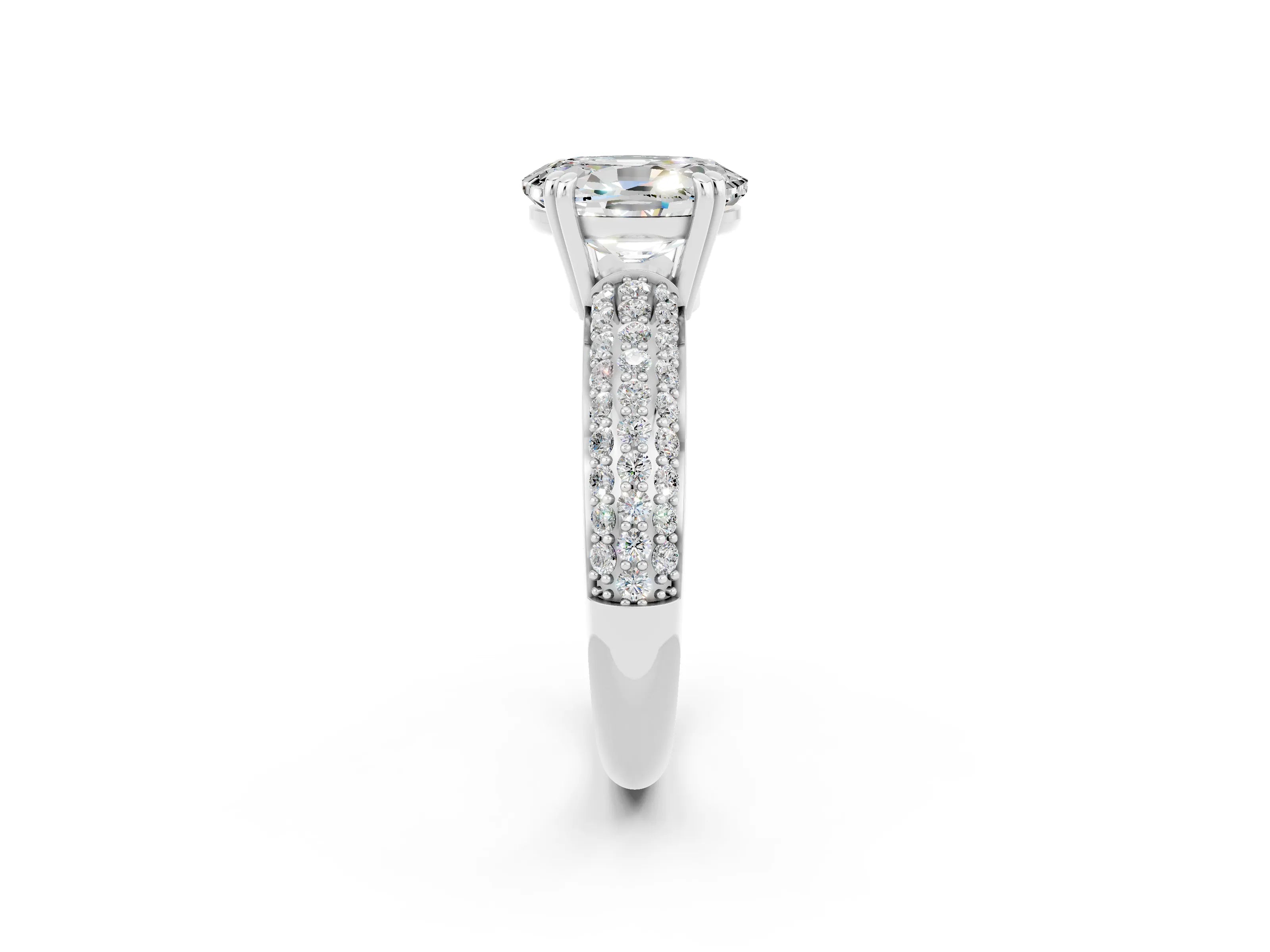 White gold Oval Cut Cut Diamond Milgrain Marquise Band with Prong Setting_2