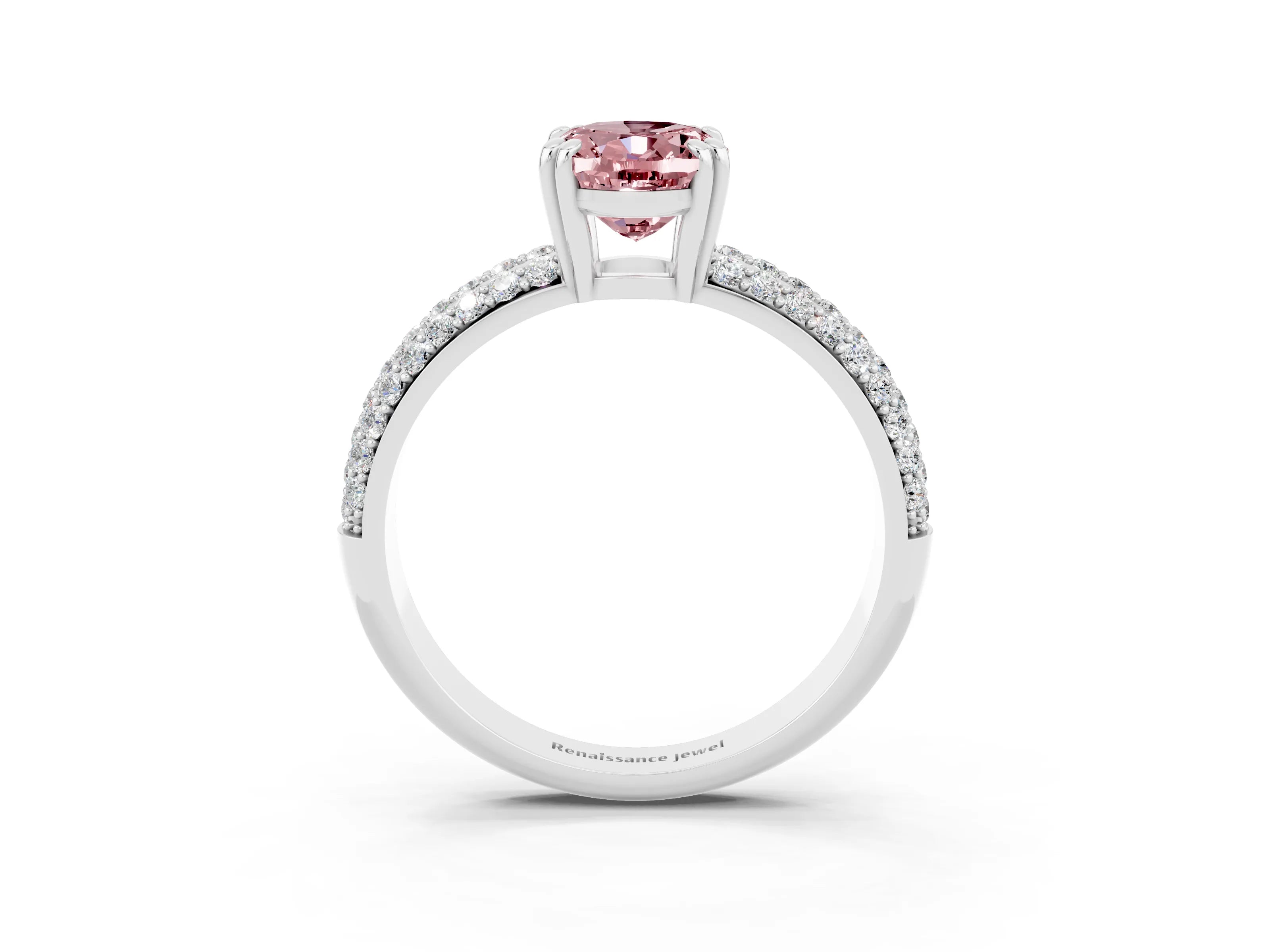 White gold Oval Cut Cut Diamond Milgrain Marquise Band with Prong Setting_3