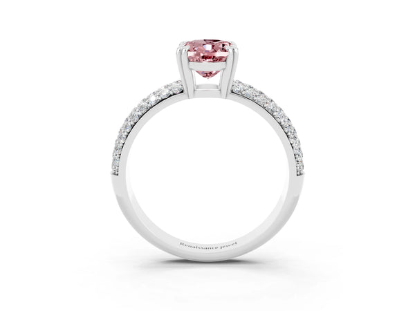 White gold Oval Cut Cut Diamond Milgrain Marquise Band with Prong Setting