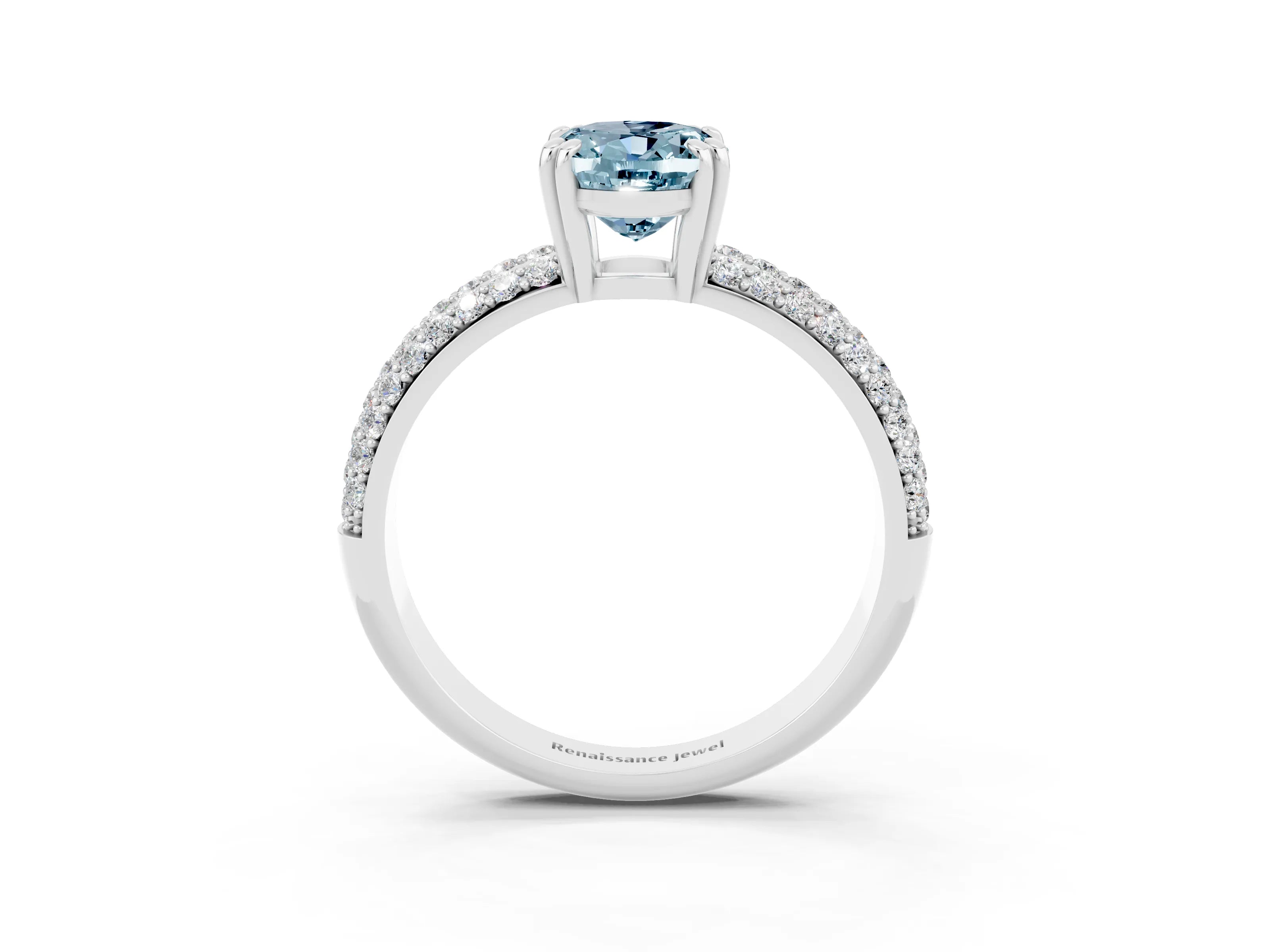 White gold Oval Cut Cut Diamond Milgrain Marquise Band with Prong Setting_3