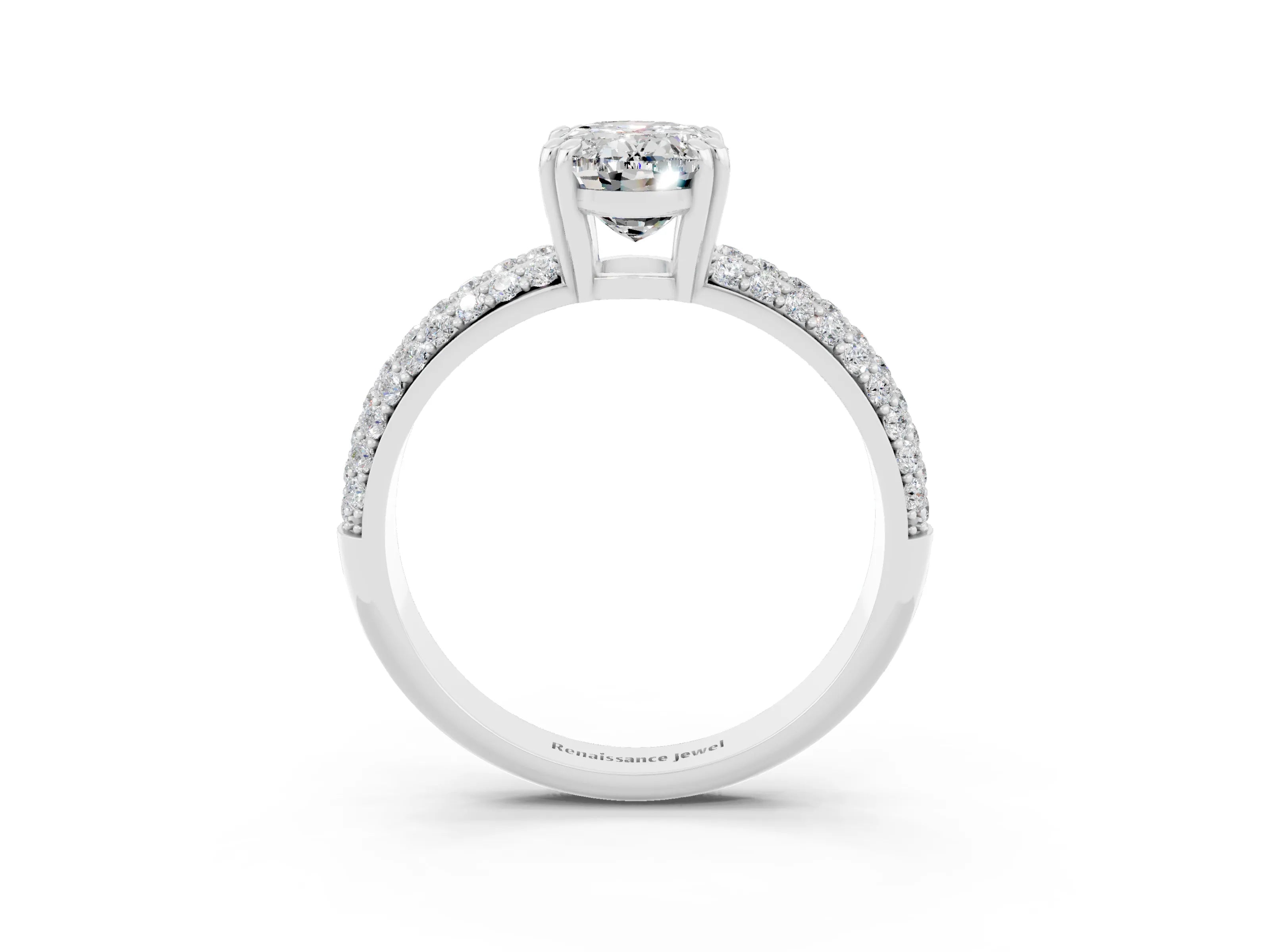 White gold Oval Cut Cut Diamond Milgrain Marquise Band with Prong Setting_3
