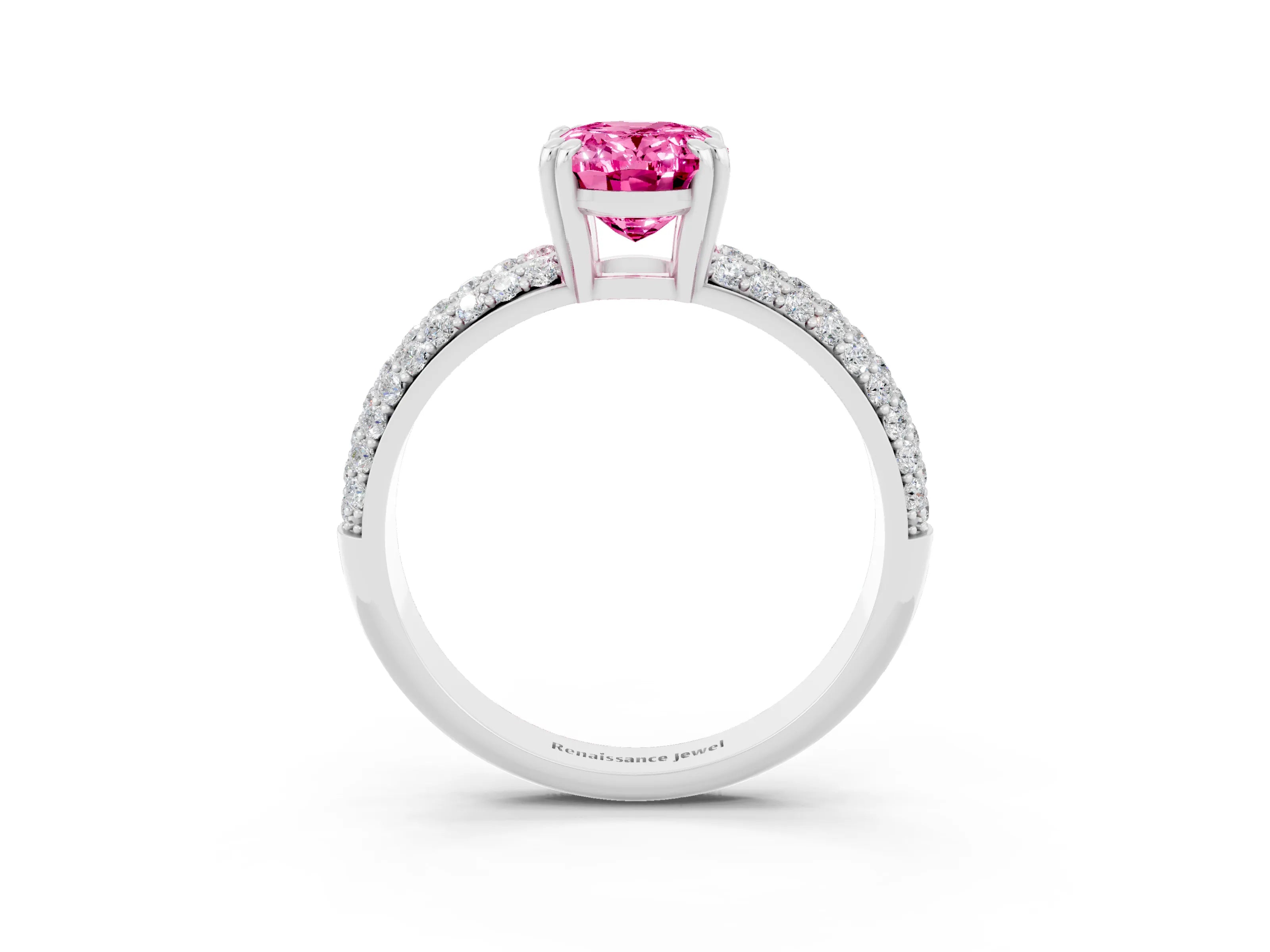 White gold Oval Cut Cut Diamond Milgrain Marquise Band with Prong Setting_3