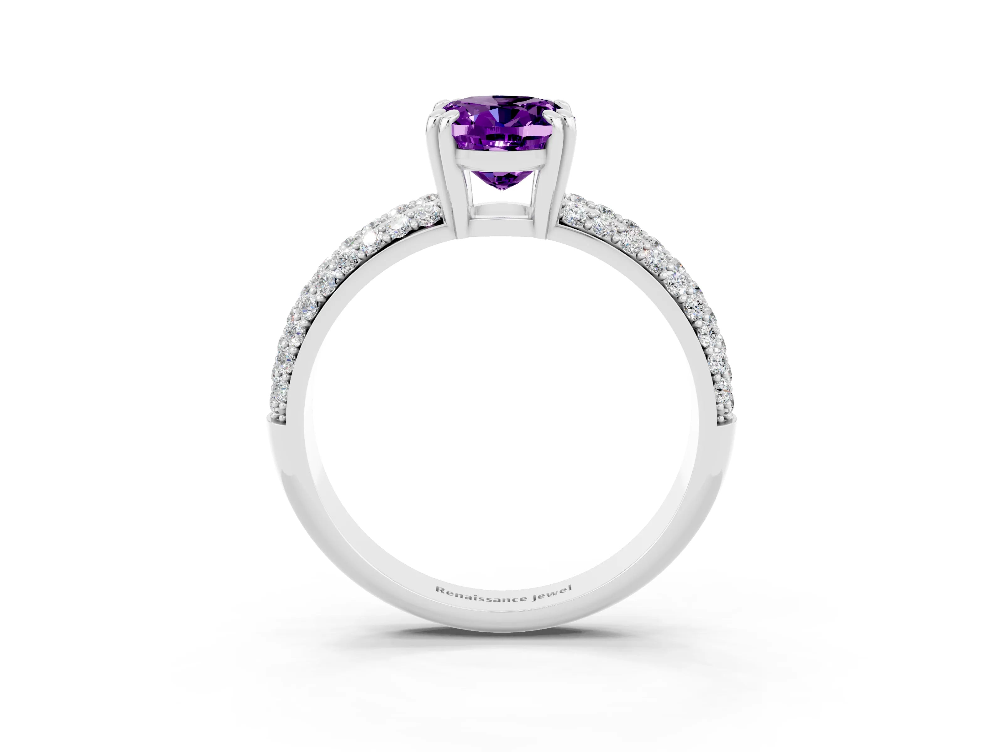White gold Oval Cut Cut Diamond Milgrain Marquise Band with Prong Setting_3