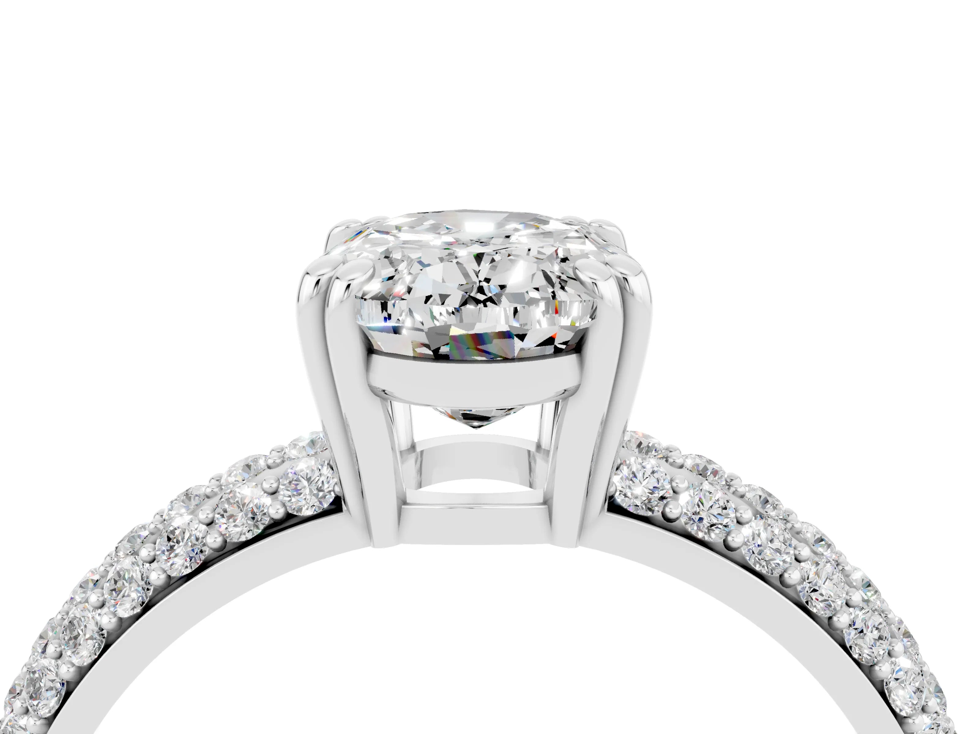 White gold Oval Cut Cut Diamond Milgrain Marquise Band with Prong Setting_4