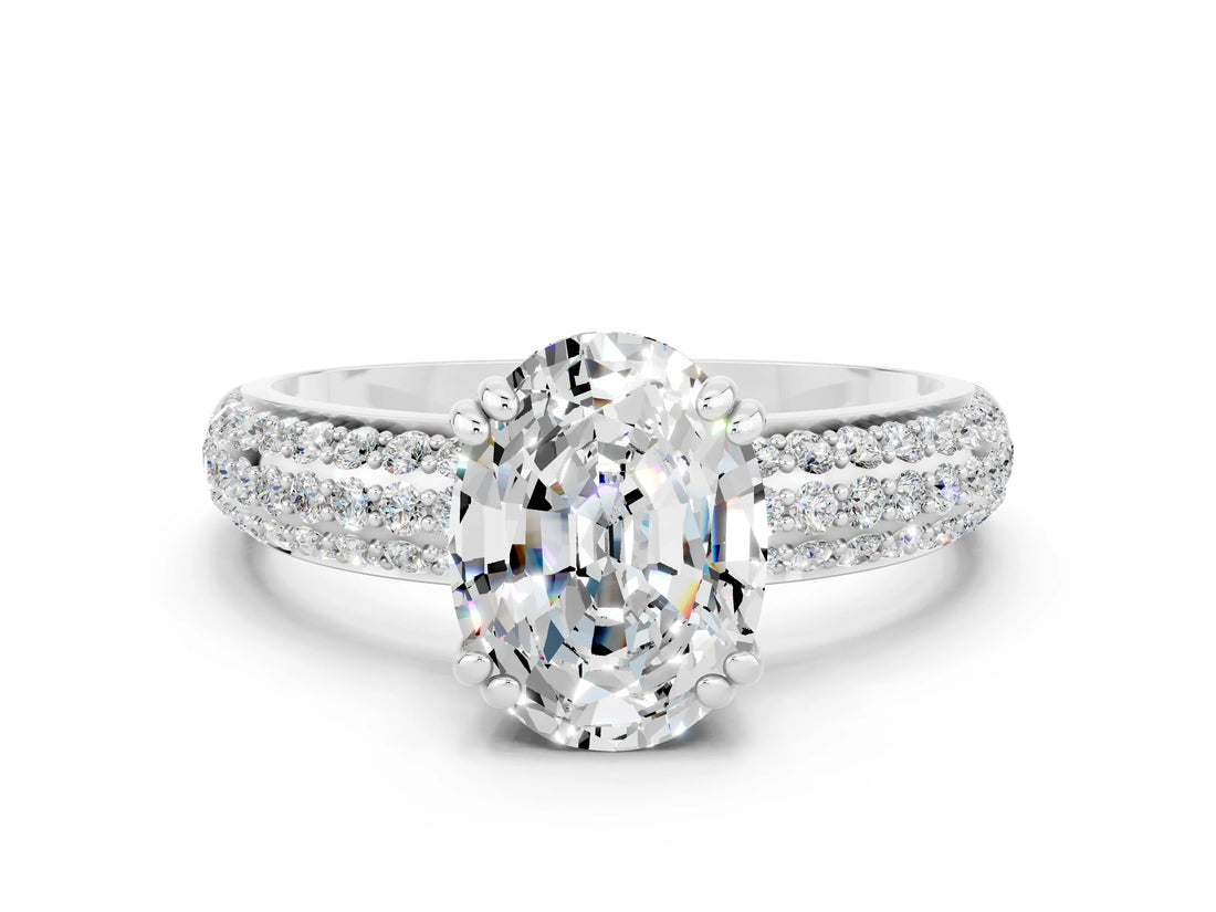 White gold Oval Cut Cut Diamond Milgrain Marquise Band with Prong Setting