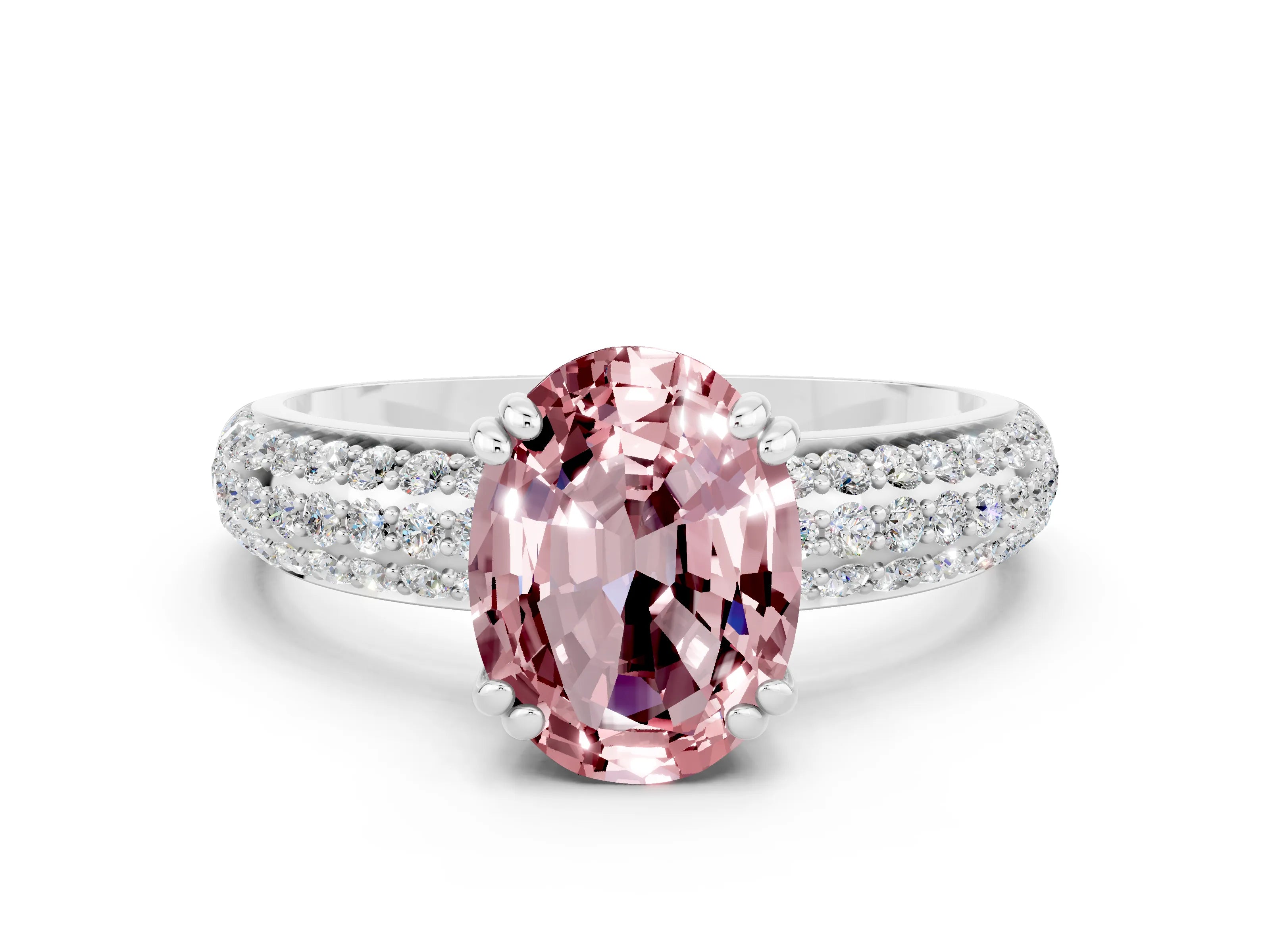 White gold Oval Cut Cut Diamond Milgrain Marquise Band with Prong Setting