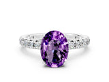 White gold Oval Cut Cut Diamond Pavé Band with Four-Prong Setting