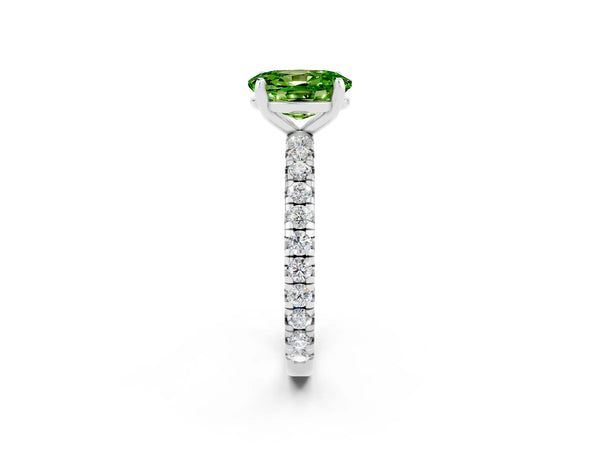 Silver Oval Cut Cut Diamond Pavé Band with Four-Prong Setting