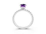 White gold Oval Cut Cut Diamond Pavé Band with Four-Prong Setting_3