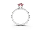 White gold Oval Cut Cut Diamond Pavé Band with Four-Prong Setting_3
