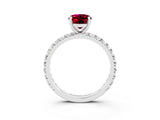 White gold Oval Cut Cut Diamond Pavé Band with Four-Prong Setting_3