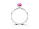 White gold Oval Cut Cut Diamond Pavé Band with Four-Prong Setting_3