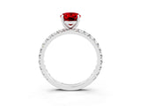 White gold Oval Cut Cut Diamond Pavé Band with Four-Prong Setting_3