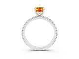 White gold Oval Cut Cut Diamond Pavé Band with Four-Prong Setting_3