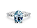 White gold Oval Cut Cut Diamond Pavé Band with Four-Prong Setting