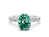 White gold Oval Cut Cut Diamond Pavé Band with Four-Prong Setting