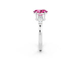 White gold Oval Cut Cut Diamond Ring with Tapered Baguette Side Stones in Four-Prong Setting_2