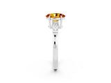 White gold Oval Cut Cut Diamond Ring with Tapered Baguette Side Stones in Four-Prong Setting_2