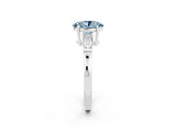 White gold Oval Cut Cut Diamond Ring with Tapered Baguette Side Stones in Four-Prong Setting_2