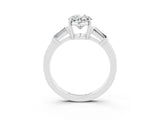 White gold Oval Cut Cut Diamond Ring with Tapered Baguette Side Stones in Four-Prong Setting_3
