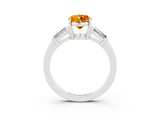 White gold Oval Cut Cut Diamond Ring with Tapered Baguette Side Stones in Four-Prong Setting_3