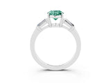 White gold Oval Cut Cut Diamond Ring with Tapered Baguette Side Stones in Four-Prong Setting_3