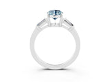 White gold Oval Cut Cut Diamond Ring with Tapered Baguette Side Stones in Four-Prong Setting_3