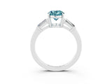 White gold Oval Cut Cut Diamond Ring with Tapered Baguette Side Stones in Four-Prong Setting_3
