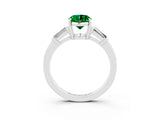 White gold Oval Cut Cut Diamond Ring with Tapered Baguette Side Stones in Four-Prong Setting_3