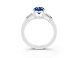 White gold Oval Cut Cut Diamond Ring with Tapered Baguette Side Stones in Four-Prong Setting_3