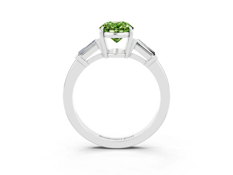 White gold Oval Cut Cut Diamond Ring with Tapered Baguette Side Stones in Four-Prong Setting_3