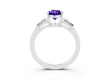 White gold Oval Cut Cut Diamond Ring with Tapered Baguette Side Stones in Four-Prong Setting_3