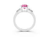 White gold Oval Cut Cut Diamond Ring with Tapered Baguette Side Stones in Four-Prong Setting_3