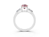 White gold Oval Cut Cut Diamond Ring with Tapered Baguette Side Stones in Four-Prong Setting_3