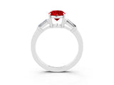White gold Oval Cut Cut Diamond Ring with Tapered Baguette Side Stones in Four-Prong Setting_3
