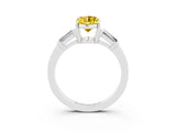 White gold Oval Cut Cut Diamond Ring with Tapered Baguette Side Stones in Four-Prong Setting_3